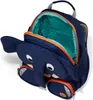 A close-up, slightly angled view of a blue elephant-shaped backpack with its main compartment open. Produktbild-Vorschau