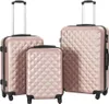 vidaXL Hard Shell Trolley Set 3 ks. Růžově zlatý ABS Náhled obrázku produktu 7