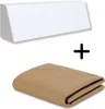 A white wedge-shaped cushion and a folded beige fabric are shown against a white background, separated by a plus sign. Náhľad obrázku produktu