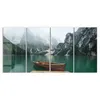 DEQORI Glasbild Echtglas 4x30x60 cm 'Bergsee und Bootsteg' Produktbild-Vorschau 2