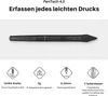 A graphic pen and its features are displayed against a white background. Produktbild-Vorschau