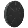 A round, black charcoal filter with gray lines radiating from the center. Produktbild-Vorschau