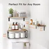 Wandregal mit Drahtkörbe, Set aus 3 Massiven Regal Wand Produktbild-Vorschau 2