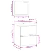 A diagram showing the dimensions of a bathroom vanity set including a sink and a mirror. Produktbild-Vorschau