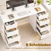 HOMCOM Bureau met 8 lades, modern bureau, 140 x 53 x 75 cm, Productafbeelding-voorbeeld 4