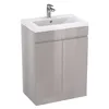 Umyvadlo se skříňkou TRENT 60 cm, šedé, lesklé, stojící, Náhled obrázku produktu 1