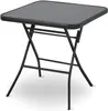 A dark gray folding bistro table with a glass top and metal frame, shown from a slightly elevated front-left angle against a white background. Produktbild-Vorschau