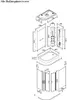 A technical drawing with dimensions for a shower enclosure. Anteprima dell’immagine prodotto