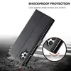 A black flip case for a Samsung Galaxy A13 4G phone is shown, with text highlighting its shockproof protection. Produktbild-Vorschau