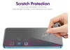 A hand is holding a key and about to scratch a phone screen protector. The phone screen is visible with app icons. Text describes scratch protection. Produktbild-Vorschau