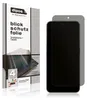 A product package for a screen protector is shown next to a smartphone with the screen protector applied. Produktbild-Vorschau