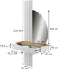 A diagram of a vanity table with dimensions. Produktbild-Vorschau