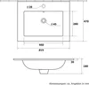 Technical drawing of a sink with dimensions. Produktbild-Vorschau