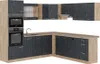 Eckküche Vicco R-Line Schwarz Beton/Goldkraft Eiche 247 x Produktbild-Vorschau 1