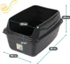 A black cat litter box with dimensions indicated by measurement lines and text. Produktbild-Vorschau