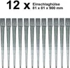 A group of metal ground spikes arranged in a row against a white background. Produktbild-Vorschau