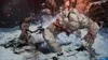 A warrior battles a large, monstrous creature in a snowy, rocky environment. Produktbild-Vorschau
