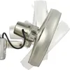 A metal oscillating fan with a silver finish is mounted on a wall bracket. Podgląd zdjęcia produktu