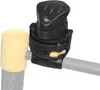 A close-up product shot of a black and yellow bicycle lock attachment mounted on a gray bar. Produktbild-Vorschau