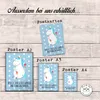 Mr. & Mrs. Panda Bild Einhorn Baby DIN A2 - Blau Pastell - Produktbild-Vorschau 3