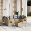 7-tlg. Garten-Sofagarnitur mit Kissen Beige Poly Rattan Produktbild-Vorschau 2