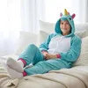 Onesie Kigurumi Pyjama Kostüm für Erwachsene Blaues Einhorn Produktbild-Vorschau 2