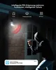 A person in a hoodie is attempting to break into a house at night, illuminated by a security light that has detected motion. Produktbild-Vorschau