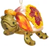 A decorative glass turtle ornament with a colorful shell and a hat. Podgląd zdjęcia produktu