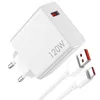 A white 120W charger and its accompanying USB-C cable are displayed against a white background. Produktbild-Vorschau