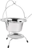 A stainless steel mini-kettle with a stand and ladle. Anteprima dell’immagine prodotto