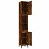 A tall, narrow cabinet with a wood grain finish, shown with two doors ajar. Náhľad obrázku produktu