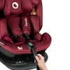 Close-up of a red car seat with a hand adjusting a strap. Voir les images du produit