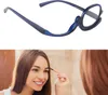 A split image showing a pair of blue makeup glasses and a woman applying makeup. Produktbild-Vorschau