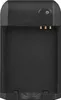 A black battery charger dock is shown from the front. Produktbild-Vorschau