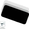 A black smartphone screen protector is shown diagonally on a white background, with a graphic indicating shock resistance. Produktbild-Vorschau