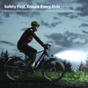 A person riding an electric bicycle at dusk with the headlights on. Produktbild-Vorschau
