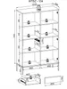A technical drawing of a cabinet with dimensions and weights indicated. Produktbild-Vorschau