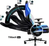 A gaming chair is shown in various reclining positions with icons indicating different uses like gaming, movie watching, and napping. Náhľad obrázku produktu
