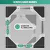 Diagram of an adjustable frame for stacking a washing machine and dryer. Voir les images du produit
