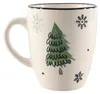 Becher aus Steingut mit grün-weißem Weihnachtsbaum-Motiv, Produktbild-Vorschau 1