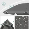 Collage of close-up images showing features of a gray umbrella. Produktbild-Vorschau