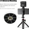 A product image showing a phone mount attached to a tripod, with a close-up of the tripod's mounting thread. Produktbild-Vorschau