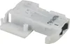 A white plastic appliance part with black interior components, likely a door lock or latch. Produktbild-Vorschau