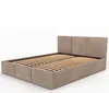 A beige upholstered bed frame with a slatted mattress base, shown against a white background. Produktbild-Vorschau