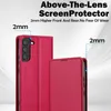 A red phone case is shown with text highlighting its features. Produktbild-Vorschau