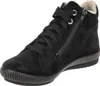 A black suede high-top sneaker with a side zipper and laces, shown against a white background. Anteprima dell’immagine prodotto