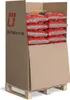 A pallet of bagged wood pellets inside a cardboard display box. Produktbild-Vorschau