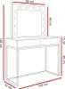 A line drawing of a vanity table with a mirror and lights, showing dimensions. Náhľad obrázku produktu