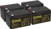 Four black batteries are arranged in a group on a white background. Voir les images du produit
