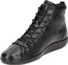 A black leather high-top lace-up shoe is shown against a white background. Produktbild-Vorschau